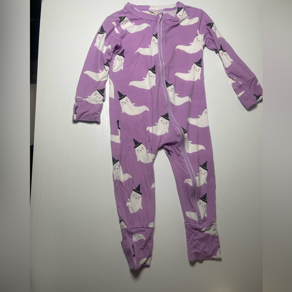 Spearmint LOVE Purple Ghost Print Footie